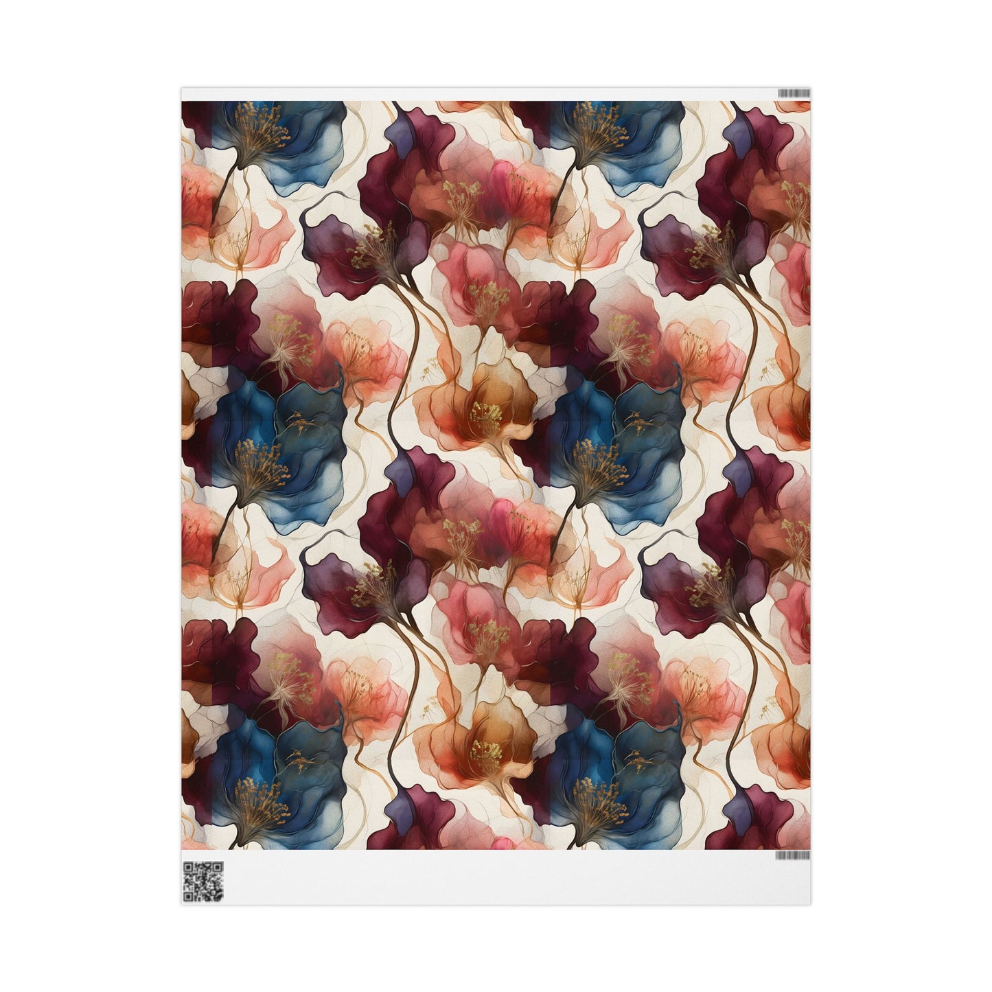 Deep Jewel-Toned Floral Wrapping Paper