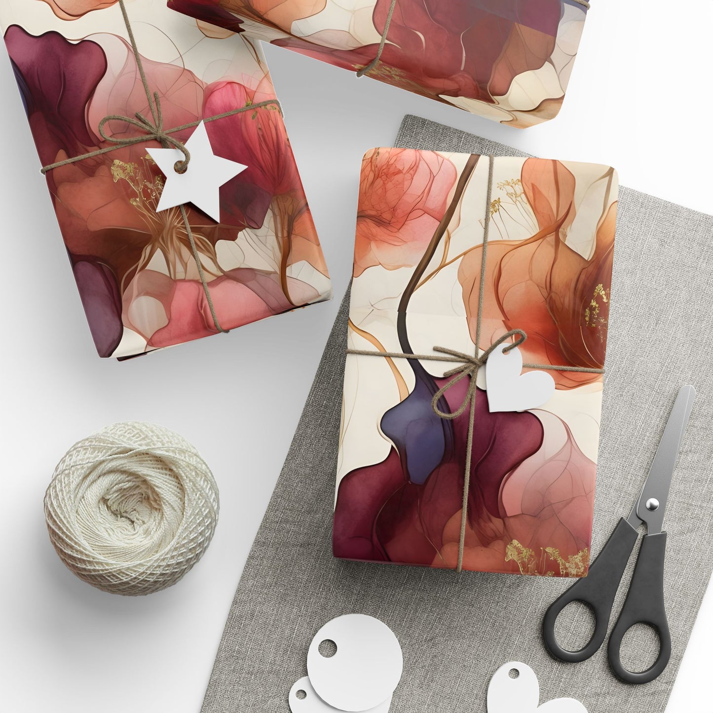 Deep Jewel-Toned Floral Wrapping Paper