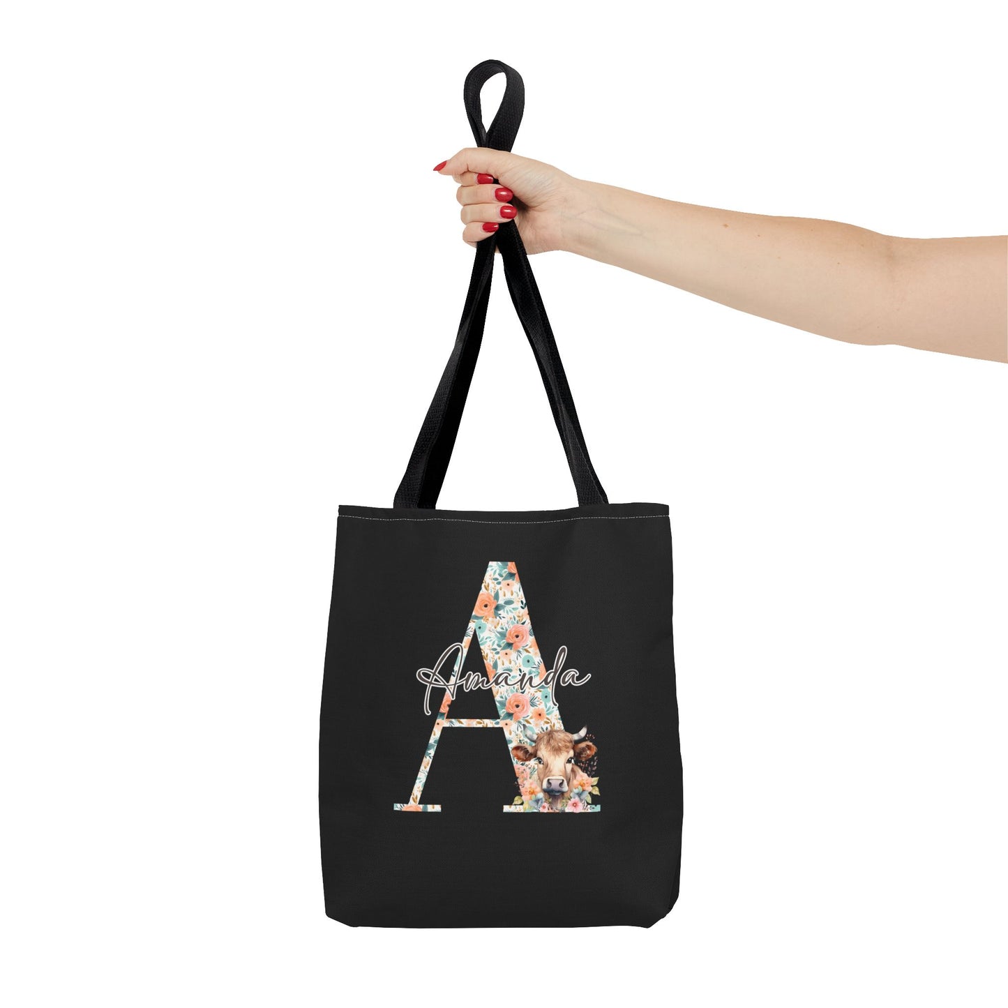 Cow Initial Tote Bag