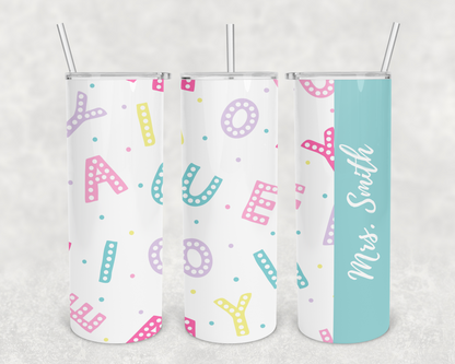 Mrs. Smith Pastel Alphabet Teacher Tumbler