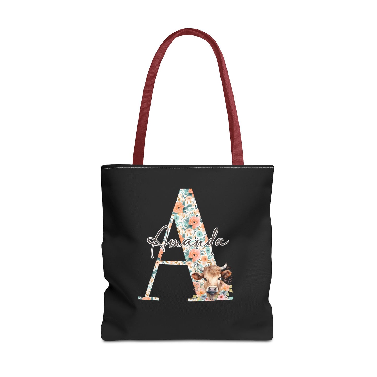 Cow Initial Tote Bag