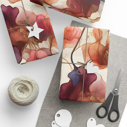 Deep Jewel-Toned Floral Wrapping Paper