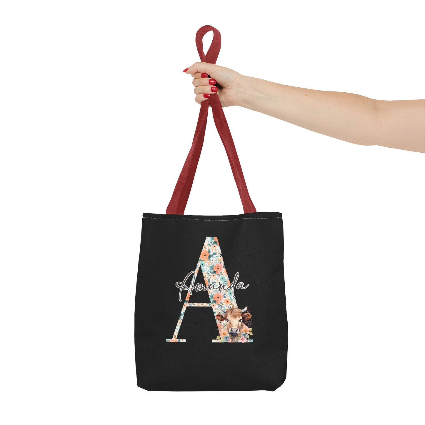 Cow Initial Tote Bag