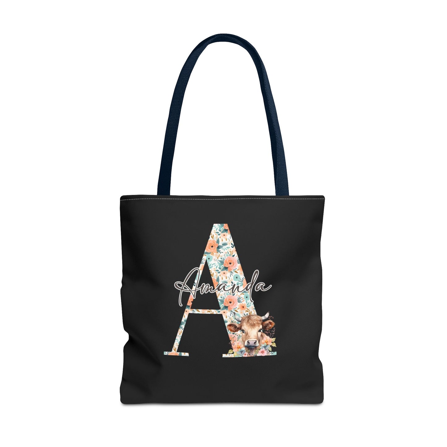 Cow Initial Tote Bag