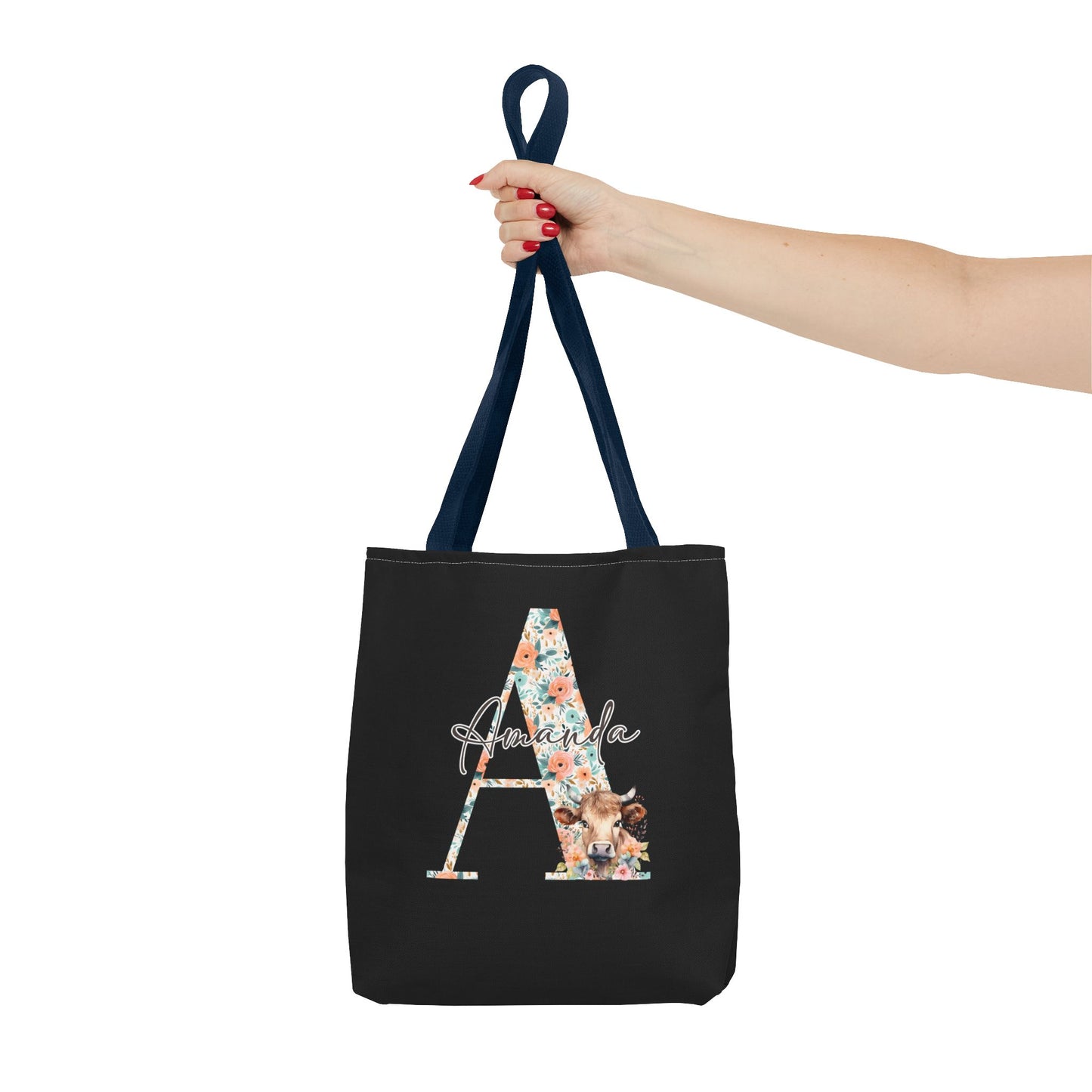 Cow Initial Tote Bag