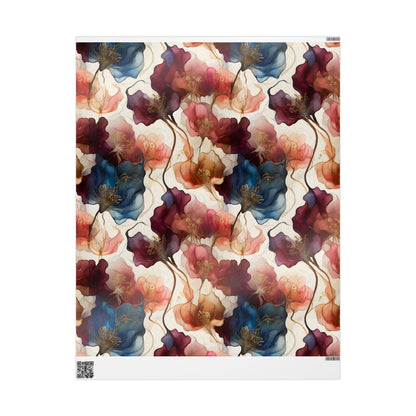 Deep Jewel-Toned Floral Wrapping Paper