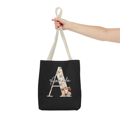 Cow Initial Tote Bag