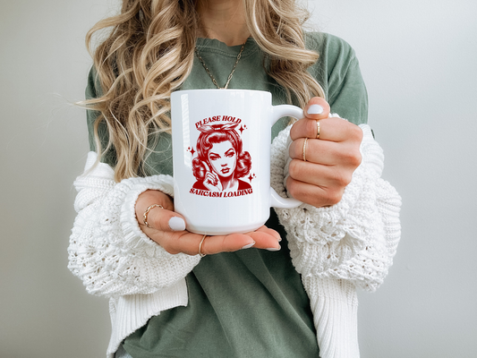 Please Hold Sarcasm Loading | Retro Girls Coffee Mug